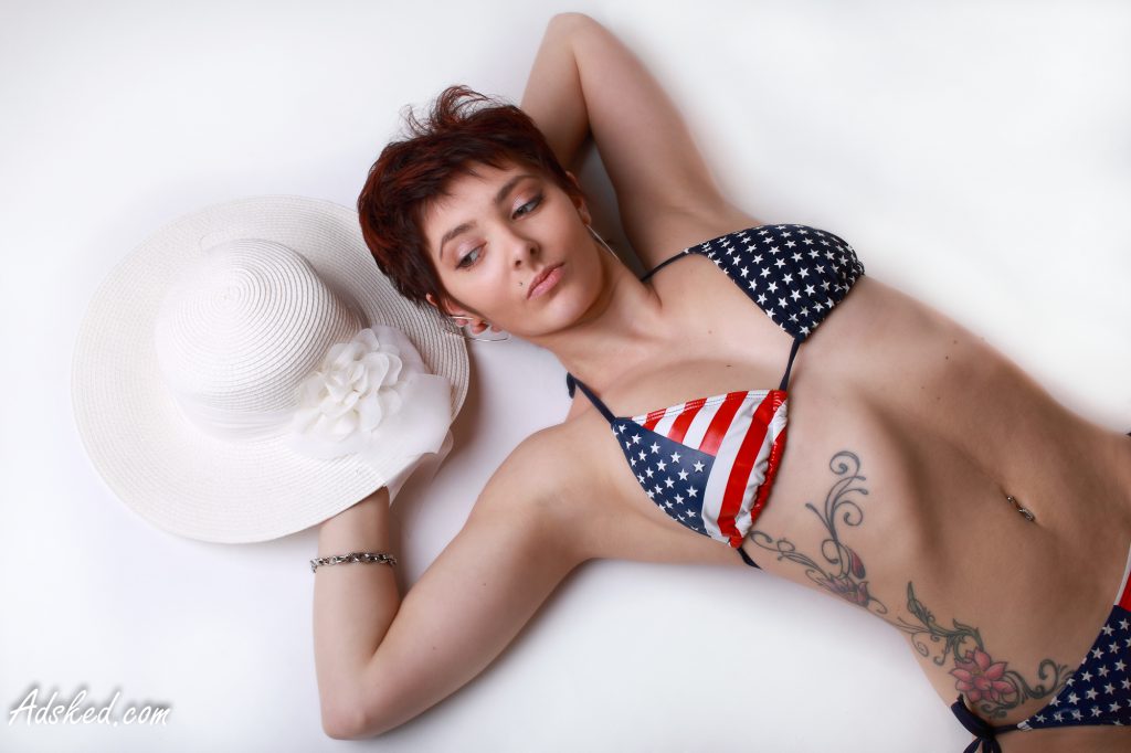 woman with an american swimsuit