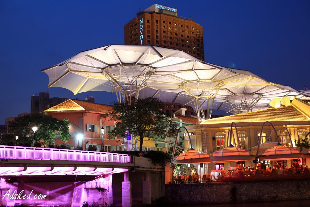 downtown of Singapore at night